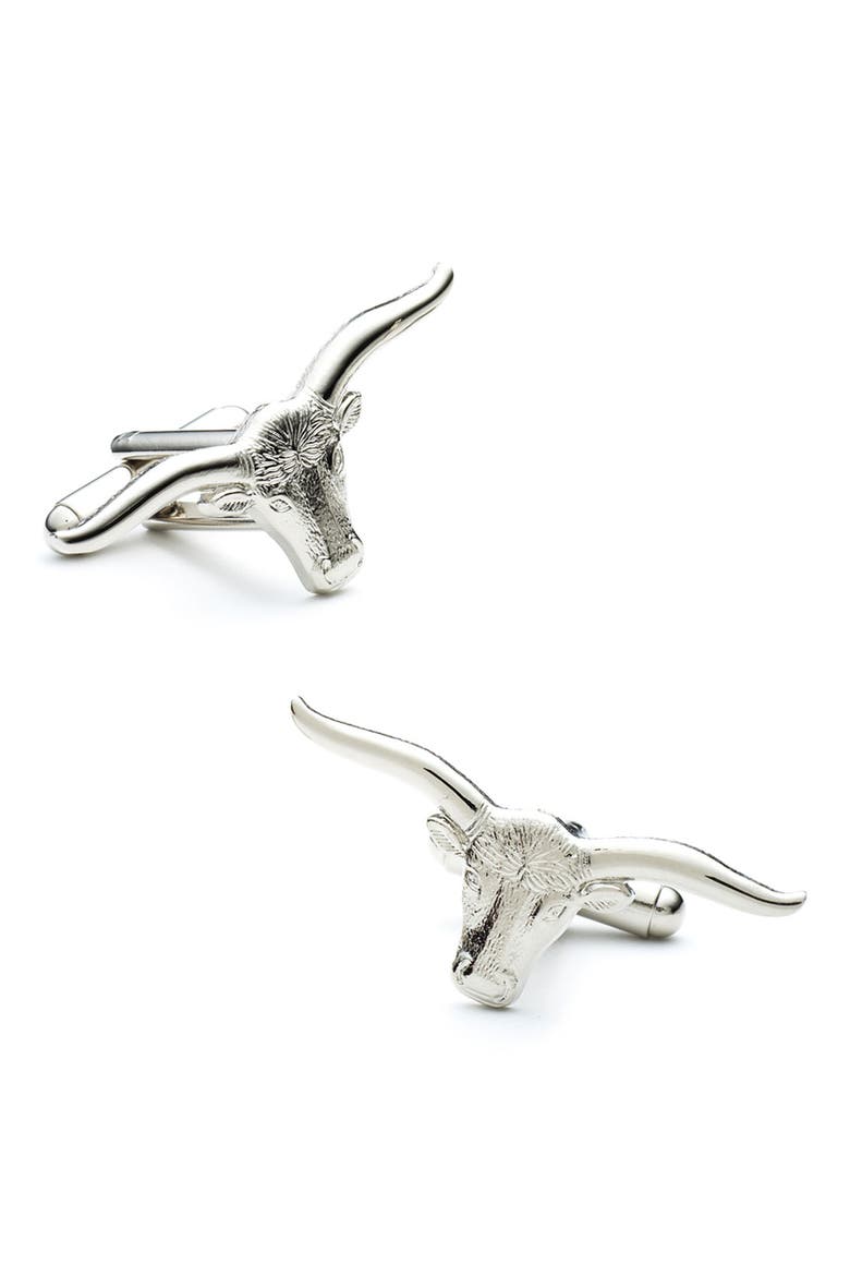 'Steer' Cuff Links, Main, color, SILVER