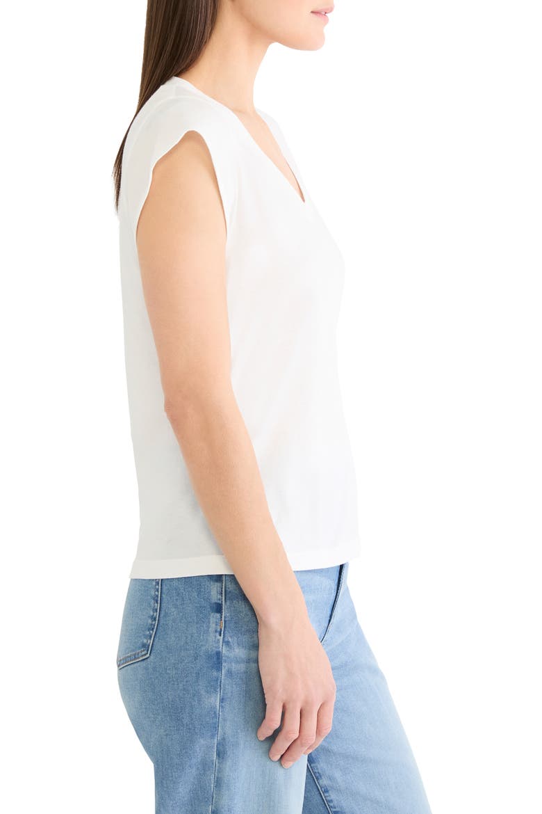 Cap Sleeve V-Neck Cotton Top, Alternate, color, PAPER WHITE