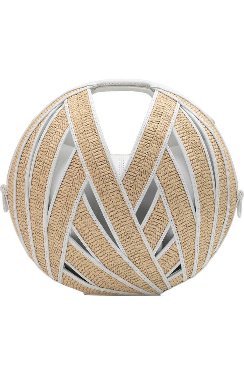 PERRIN PARIS Le Panier Handbag Raphia, Main, color, Raphia Beige / White