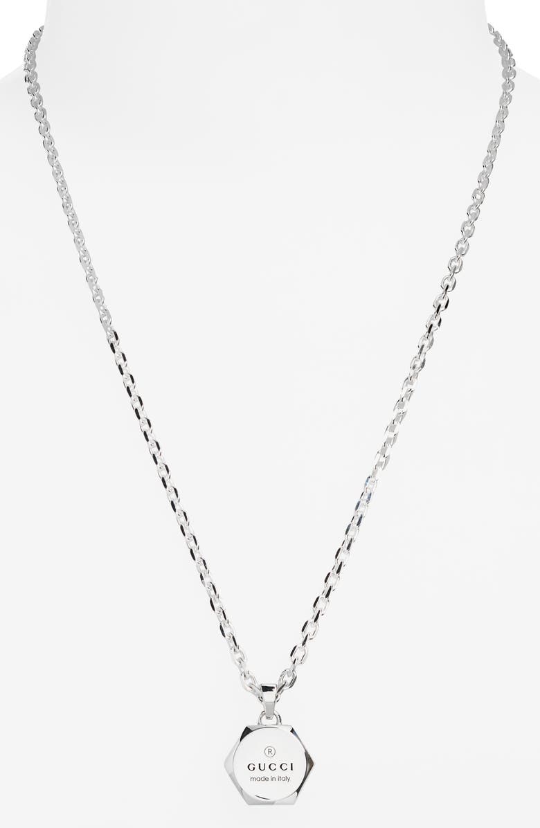 Gucci Trademark Pendant Necklace, Alternate, color, Silver