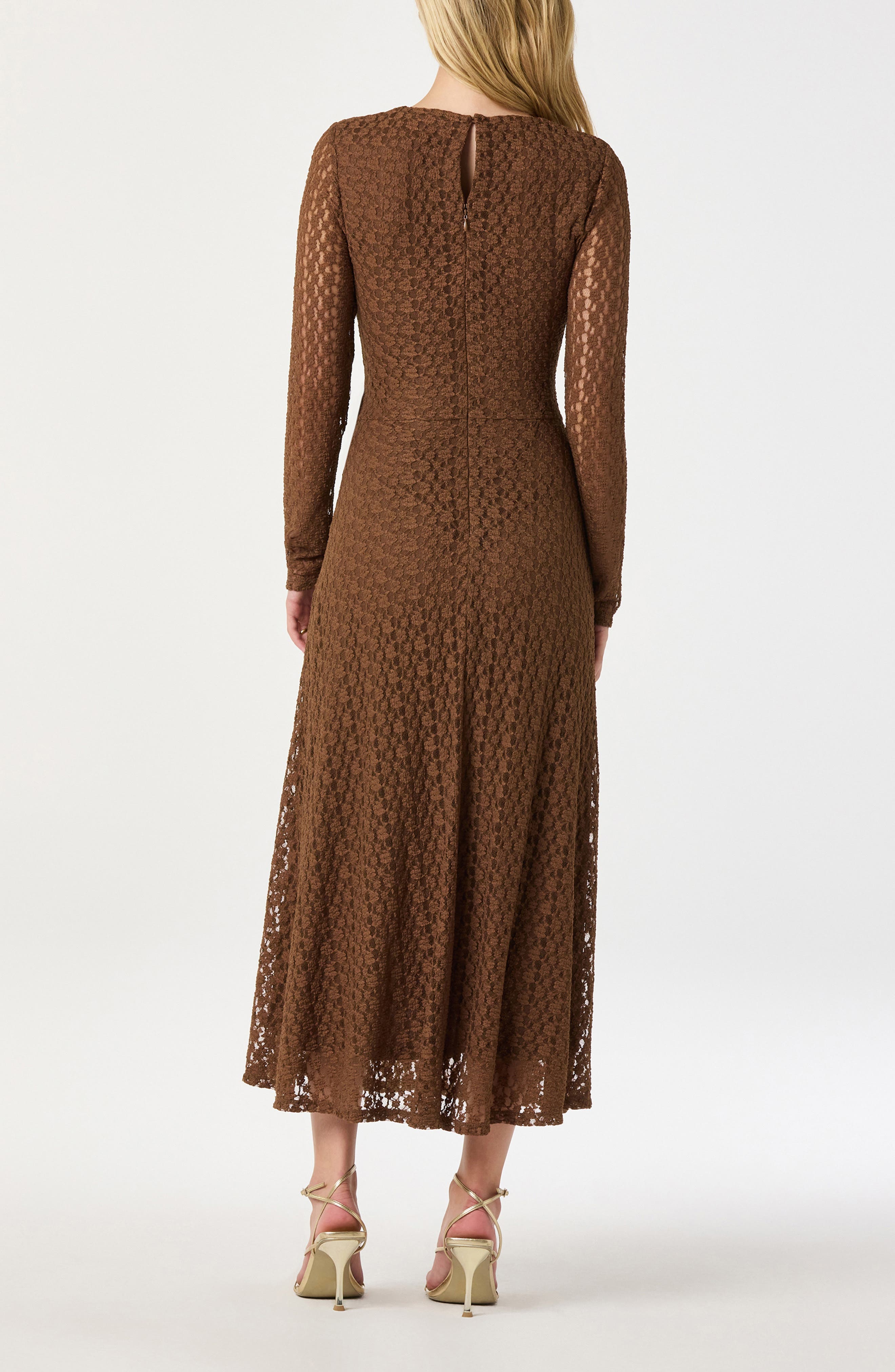 lace midi dress astr ASTR the Label | Belted Lace Midi Dress in Brown