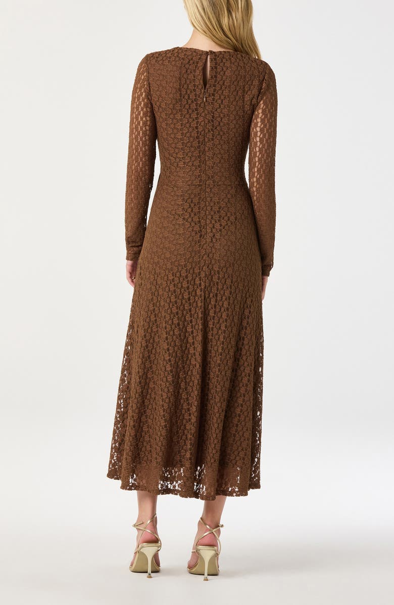 ASTR the Label Long Sleeve Lace Midi Dress, Alternate, color, Brown