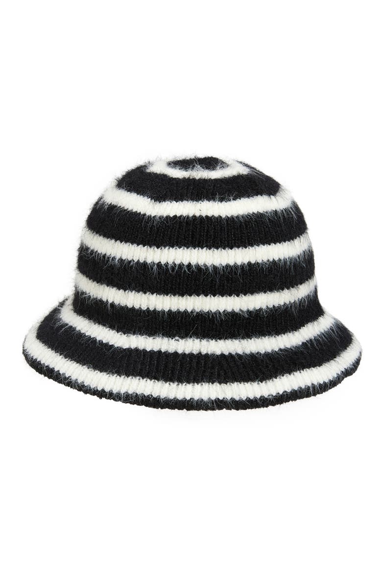 Mixed Stripe Bucket Hat, Main, color, BLACK COMBO