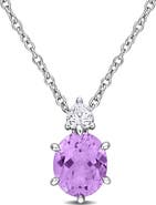 DELMAR Pink Amethyst & Lab Created White Sapphire Pendant Necklace