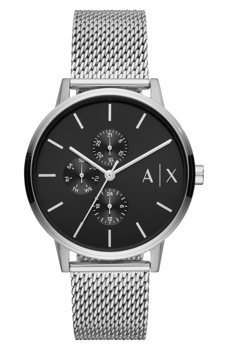 AX Armani Exchange Multifunction Mesh Bracelet Watch, 42mm, Main, color,