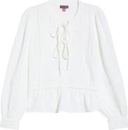 Vince Camuto Lace Yoke Tie Front Long Sleeve Top