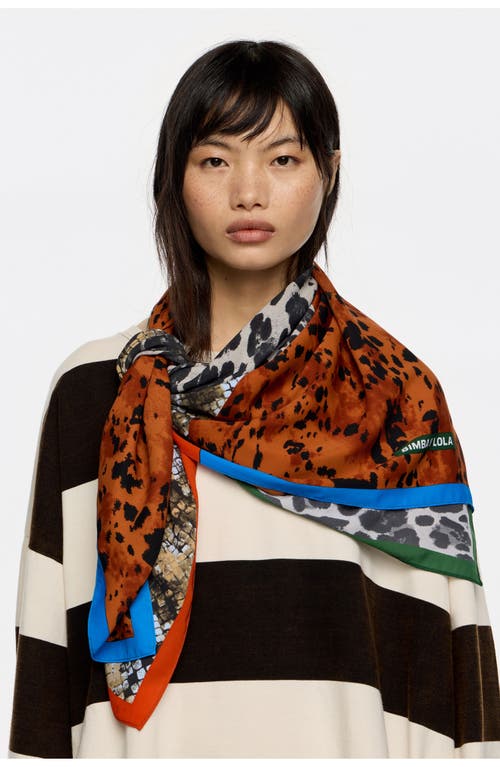 Bimba Y Lola Patchwork Scarf With Contrast Borders In Multi