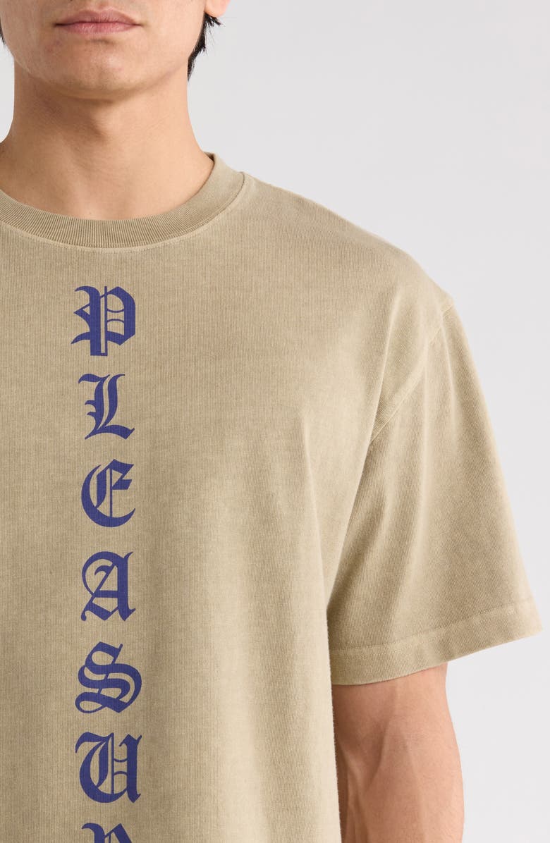 PLEASURES Knight Overdye Graphic Logo T-Shirt, Alternate, color, Tan