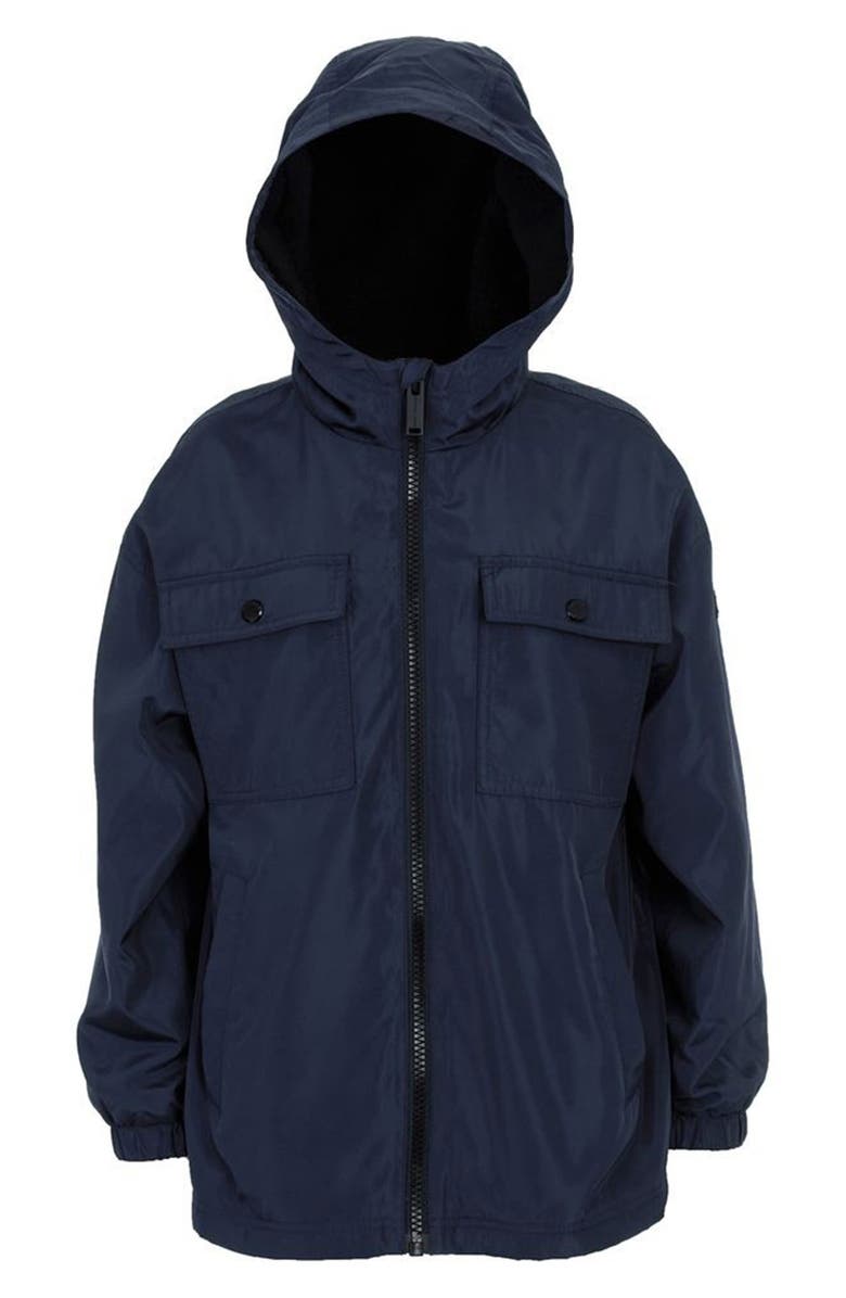 Michael Kors Kids' Water Resistant Fleece Lined Hooded Jacket, Alternate, color, Midnight Blue
