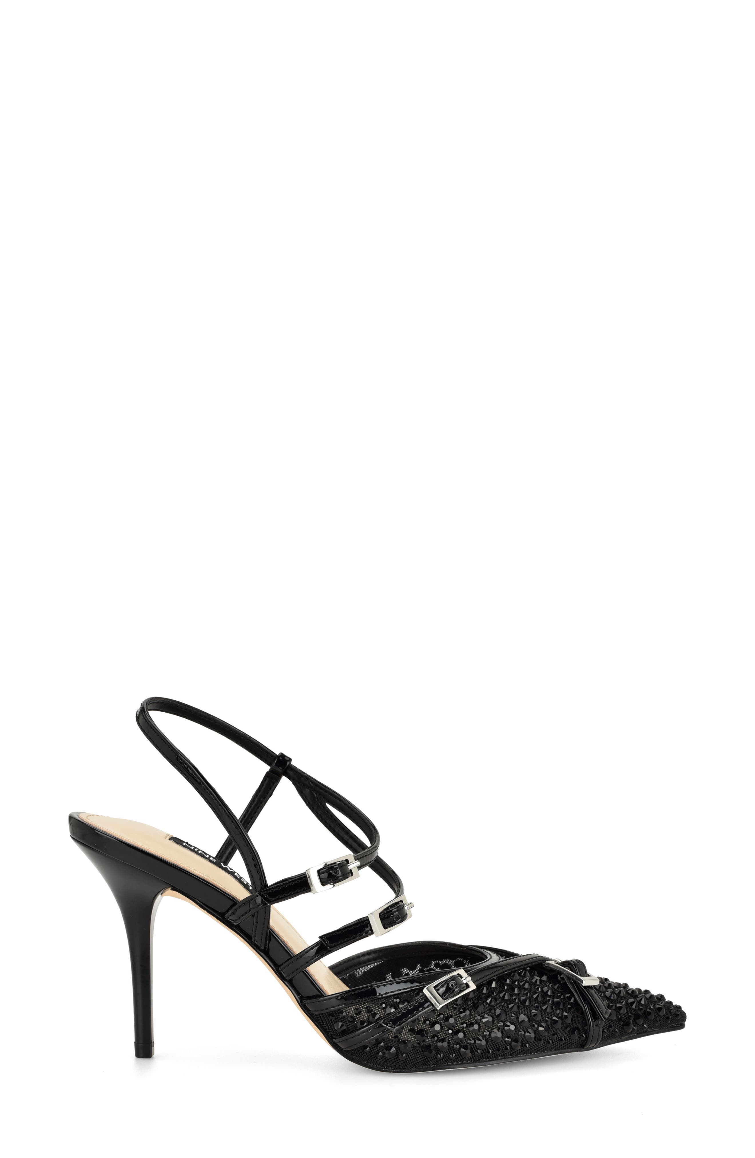 Pertee Crystal Embellished Ankle Strap Pump, Alternate, color, BLACK