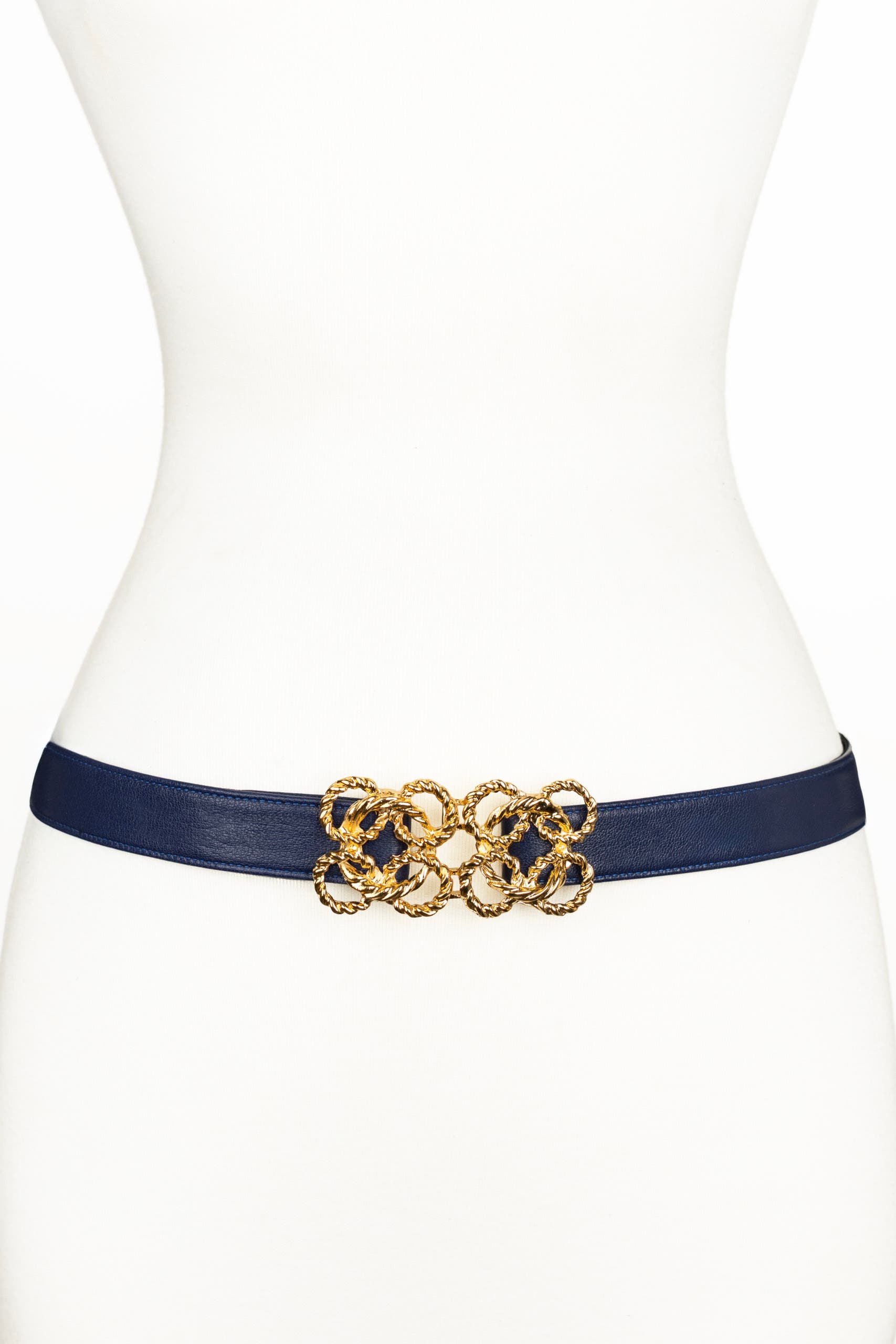 Raina Belts Torchon Rope Buckle Leather Belt In Blue