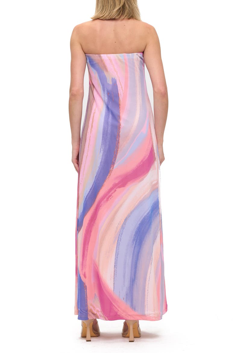 Printed Strapless Maxi Dress, Alternate, color, PINK MULTI