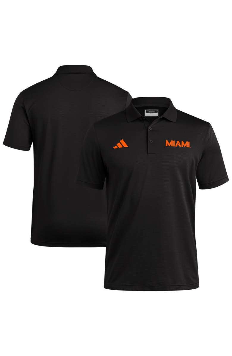 adidas Men's adidas Black Miami Hurricanes Ultimate 365 Ottoman Polo Shirt, Main, color, Black