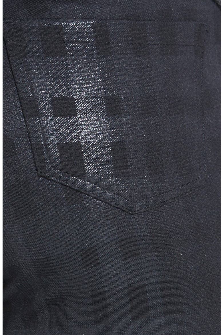 Plaid Print Ponte Leggings, Alternate, color, BLACK