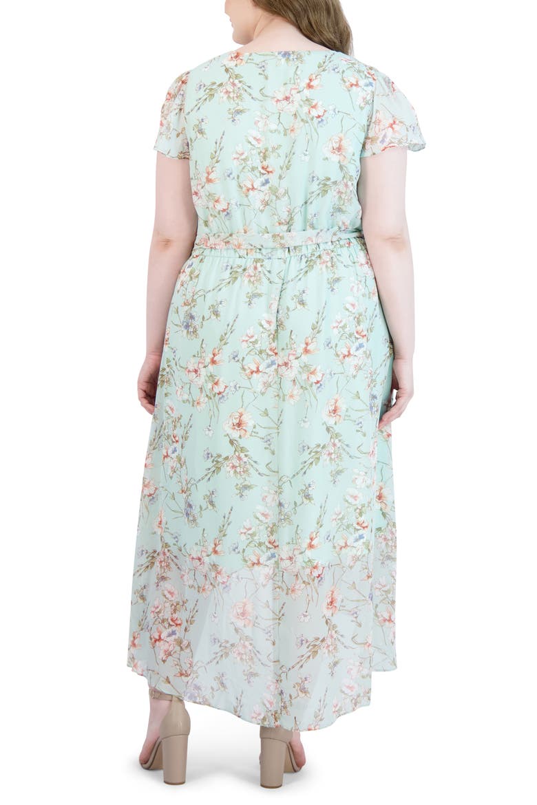 Flutter Sleeve High-Low Maxi Dress, Alternate, color, MINT MULTI