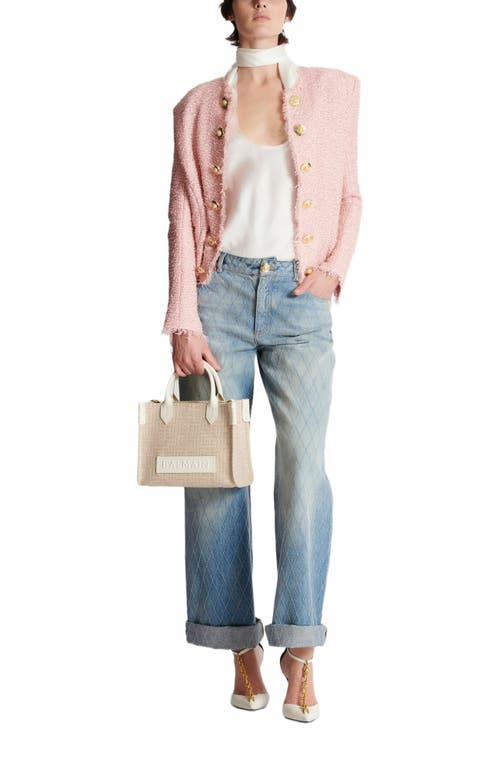 Balmain B-army Small Monogrammed Canvas And Leather Tote Bag