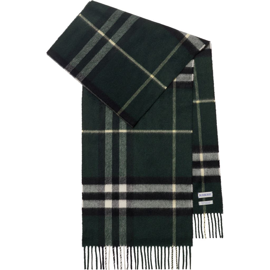 Burberry Check Cashmere Scarf In Green