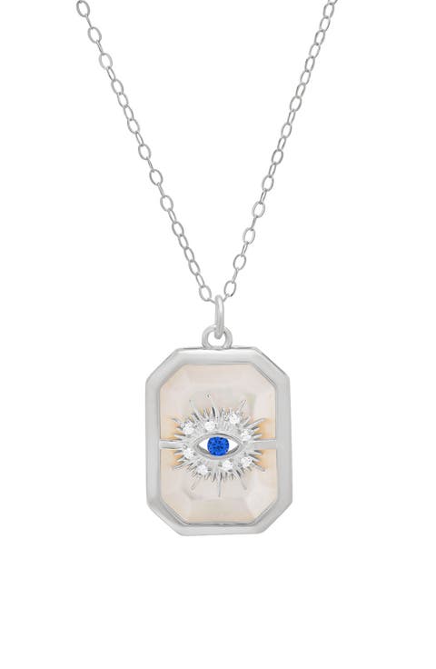 Cubic Zirconia & Mother-of-Pearl Evil Eye Pendant Necklace