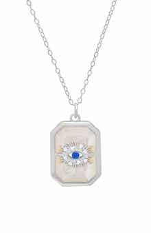 Queen Jewels Cubic Zirconia & Mother-of-Pearl Evil Eye Pendant Necklace