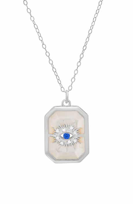 Queen Jewels Cubic Zirconia & Mother-of-Pearl Evil Eye Pendant Necklace