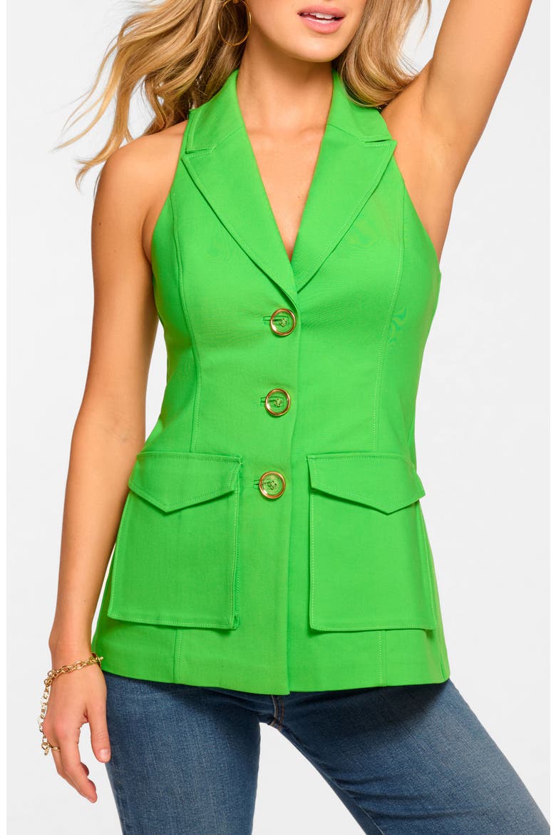 Lisa Tailored Cotton Blend Vest, Main, color, TROPIC GREEN