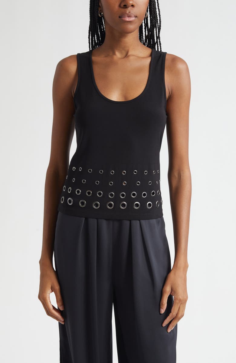 Ramy Brook Eline Grommet Accent Tank, Main, color, Black