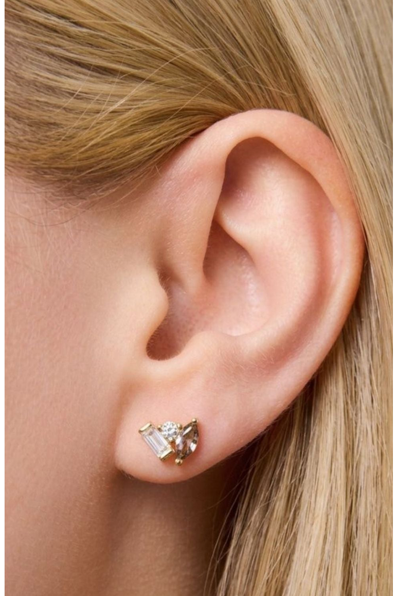 Seraphina Moissanite Spinel Stud Earrings, Alternate, color, Grey Spinel