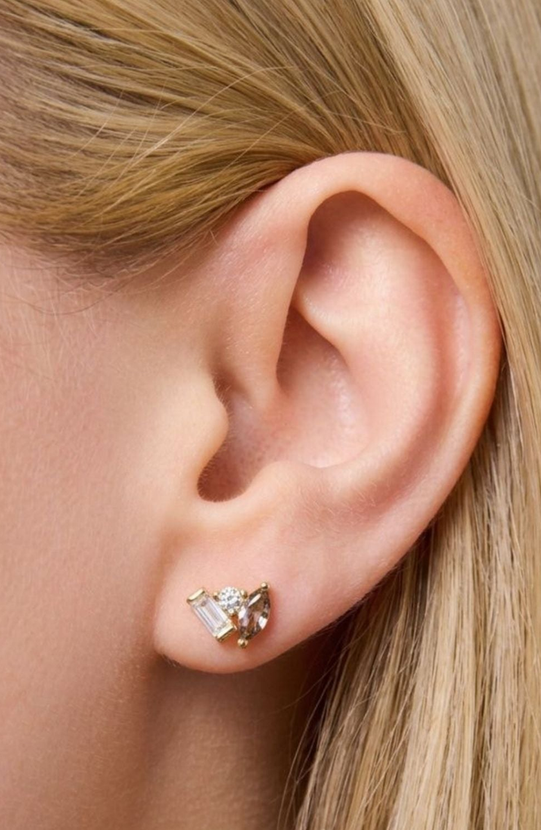 Little Sky Stone Seraphina Moissanite Spinel Stud Earrings, Alternate, color, Grey Spinel
