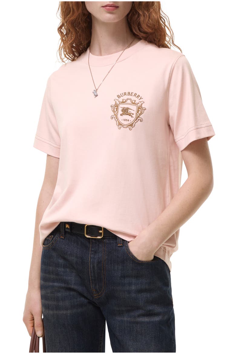 Knight Crest Cotton T-shirt, Main, color, Bouquet pink