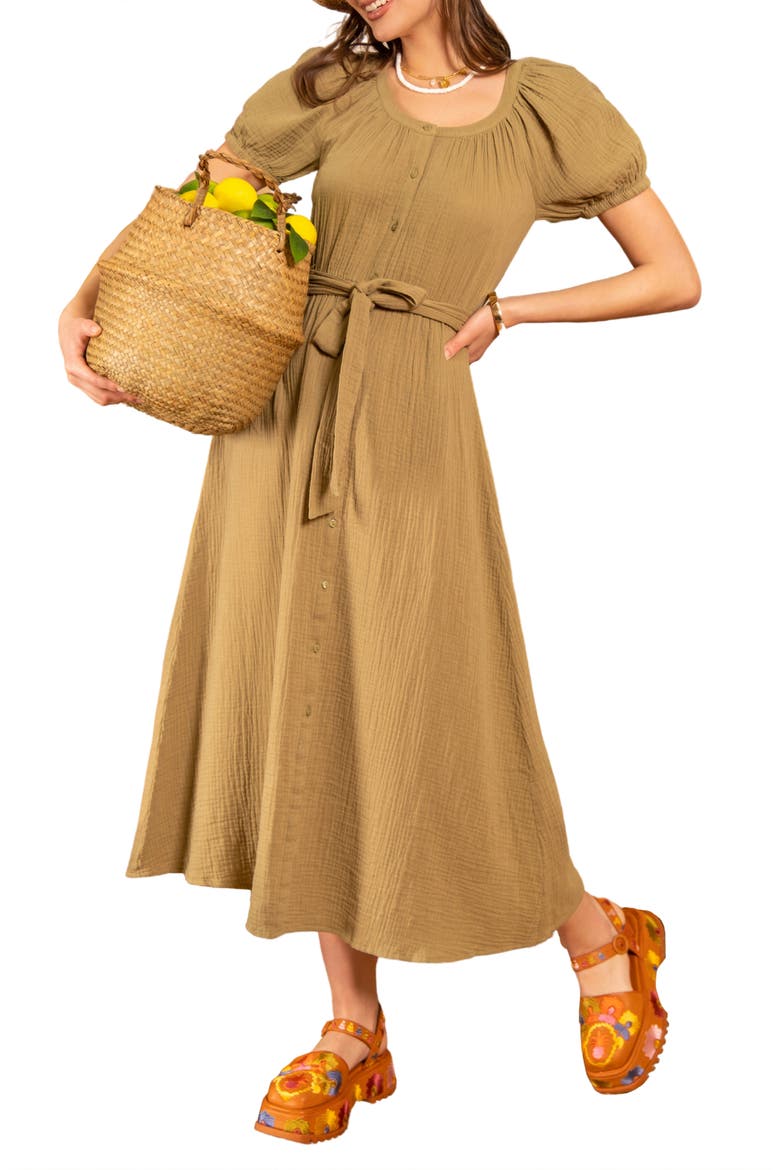 Gauze Maxi Dress, Main, color, OLIVE