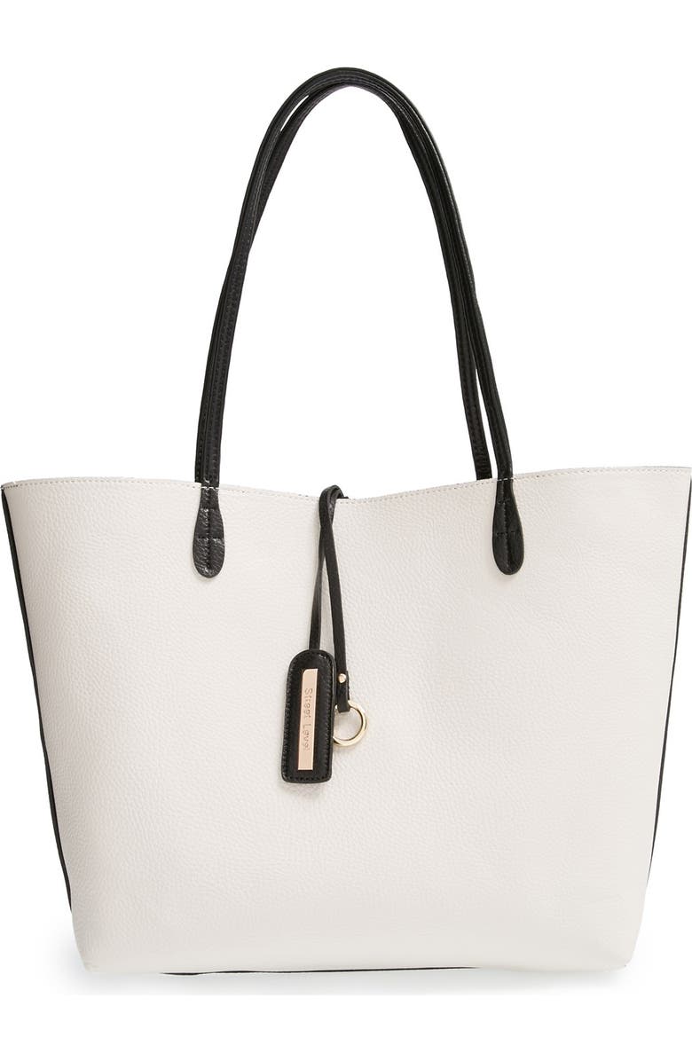Street Level Reversible Faux Leather Tote, Alternate, color,