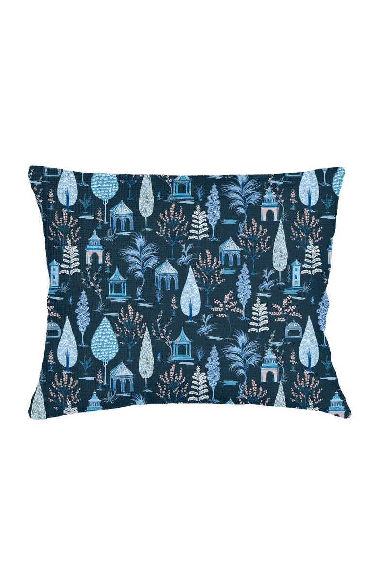 Pagoda Charm Linen Dutch Euro Pillow Cover Only, Main, color, Navy Blue