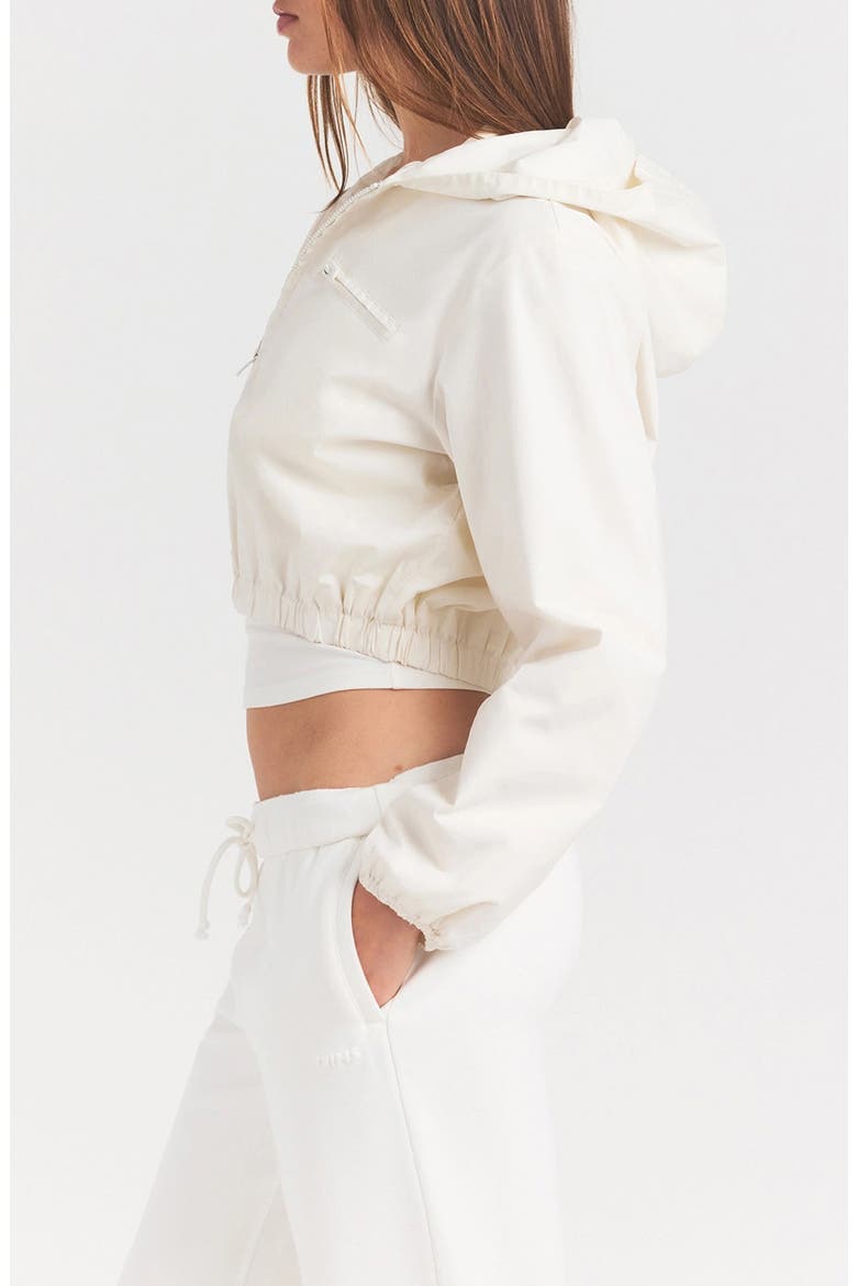 Swiss Cotton Crop Zip Hoodie, Alternate, color, EGRET