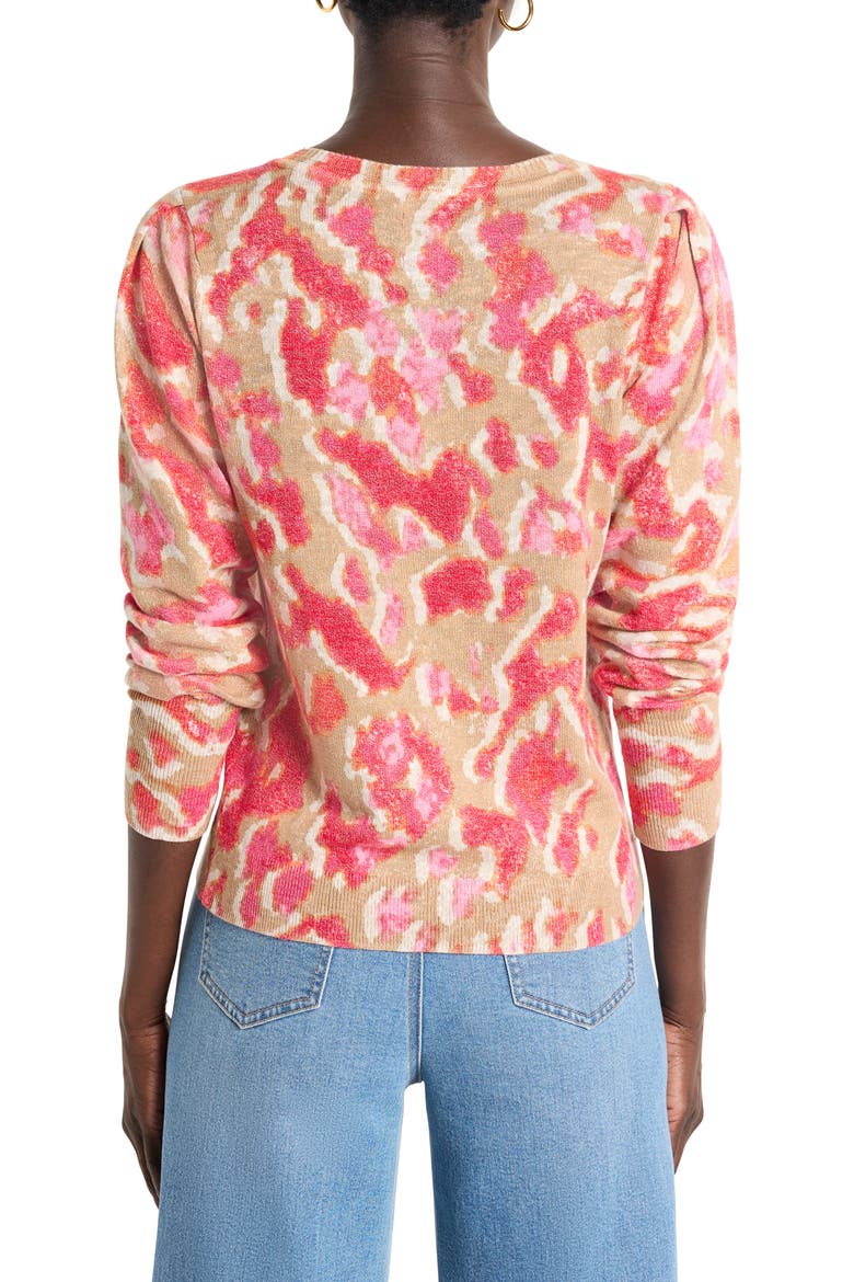 Ikat Cotton Blend Sweater, Alternate, color, PINK MULTI