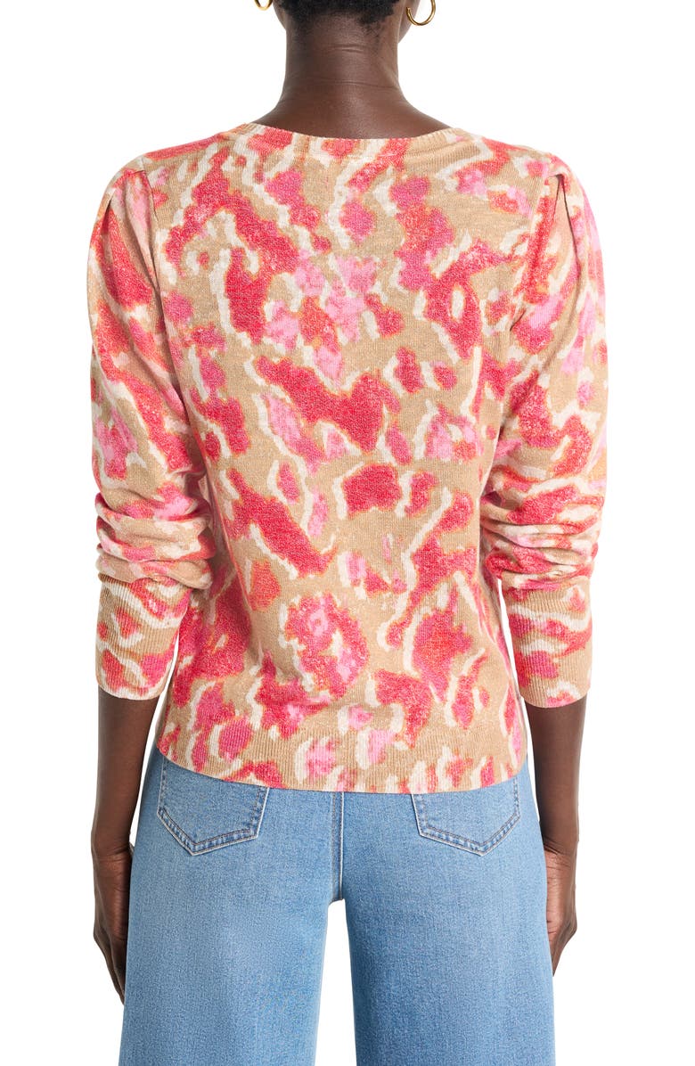 NIC+ZOE Ikat Cotton Blend Sweater, Alternate, color, Pink Multi