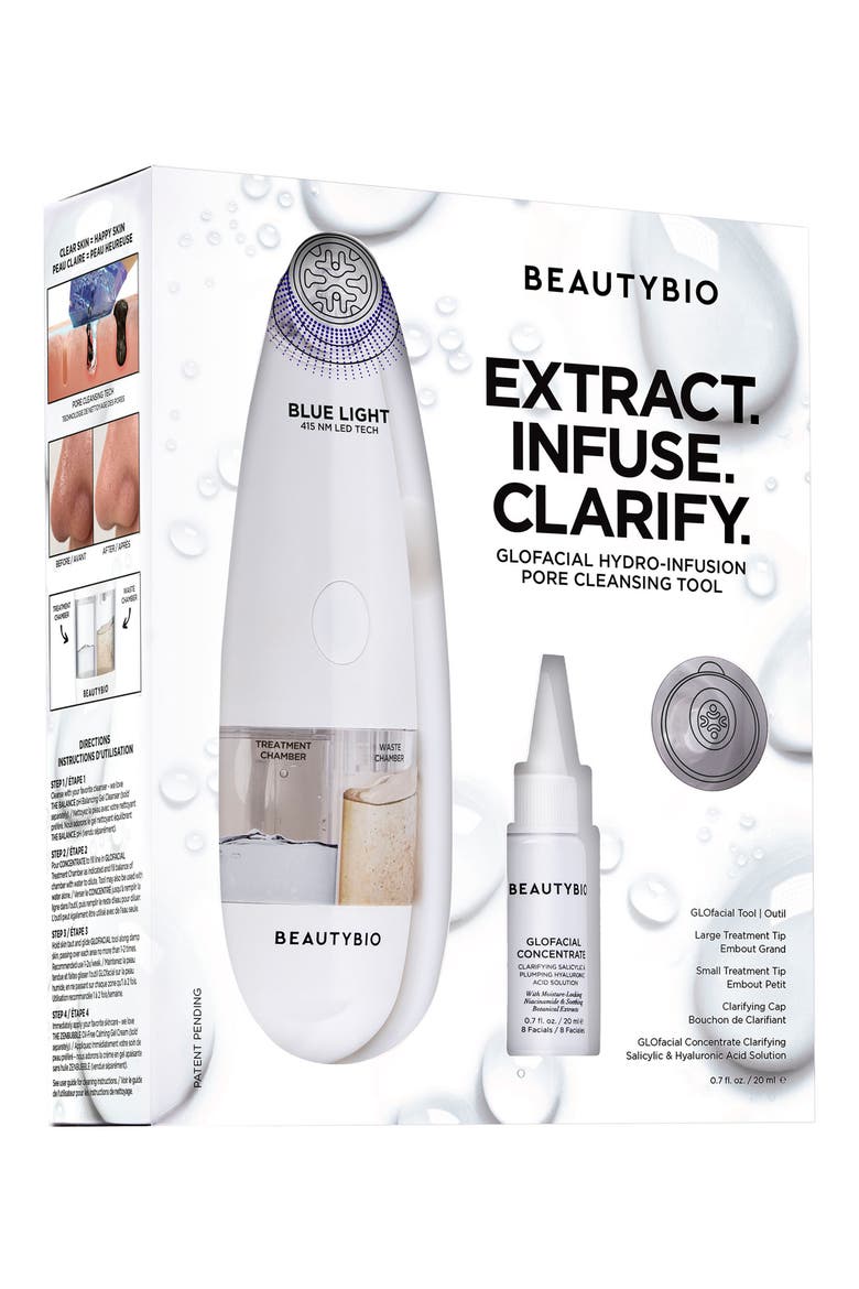 GLOfacial Hydro-Infusion Deep Pore Cleansing + Blue LED Clarifying Tool, Alternate, color, NO COLOR