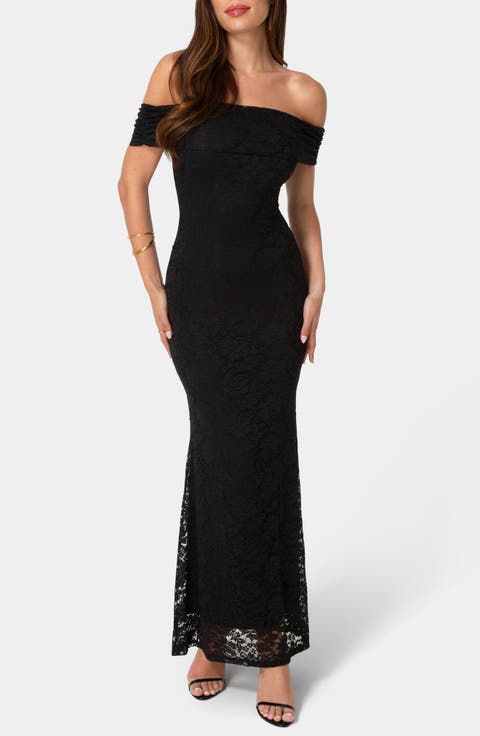 Off-the-Shoulder Lace Maxi Dress