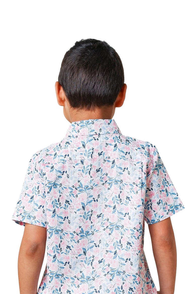 Boys' Short Sleeve Linen Shirt with Side Vent, Kids, Alternate, color, English Floral