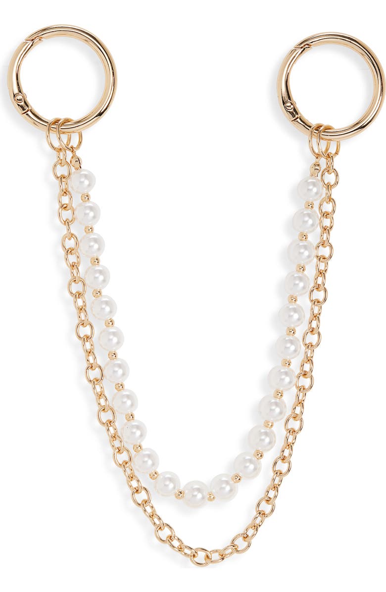 Chelsea28 Faux Pearl Chain Swag Bag Charm, Main, color, White Multi- Gold