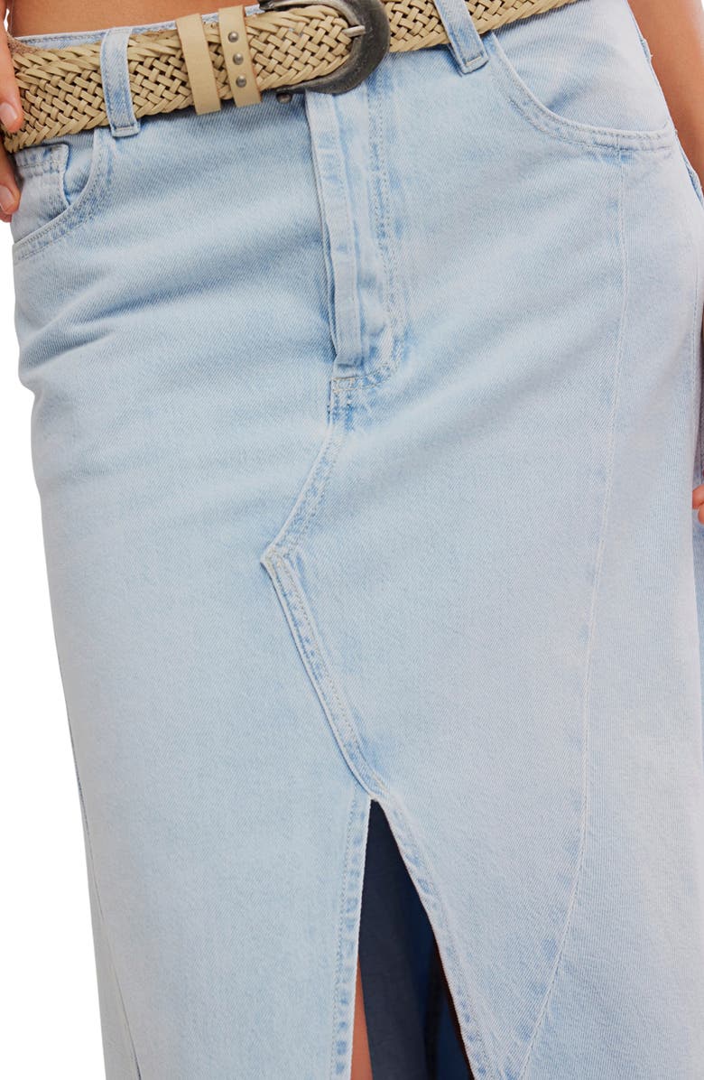 Free People Aquarius Handkerchief Denim Skirt, Alternate, color, Frostwire
