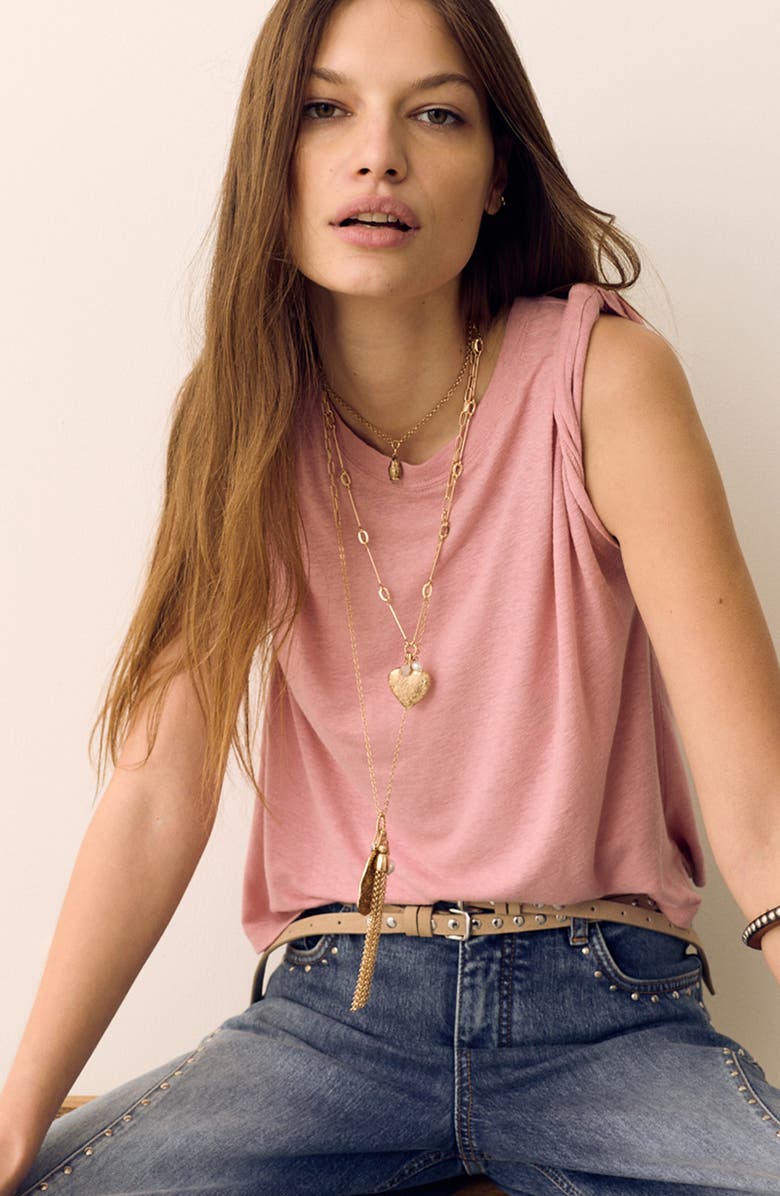 PER UNA BY M&S Pleat Shoulder Muscle Tee, Alternate, color, Rose Pink