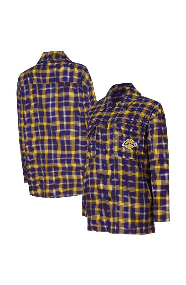 College Concepts Women's College Concepts Purple/Gold Los Angeles Lakers Boyfriend Button-Up Nightshirt, Main, color, Purple