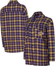 College Concepts Women's College Concepts Purple/Gold Los Angeles Lakers Boyfriend Button-Up Nightshirt
