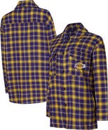 College Concepts Women's College Concepts Purple/Gold Los Angeles Lakers Boyfriend Button-Up Nightshirt