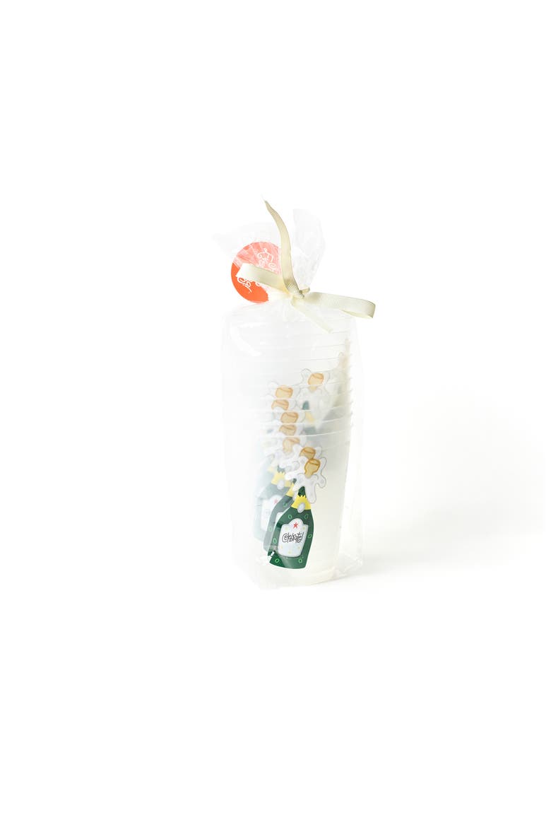 Champagne Frosted Cups Set of 10, Alternate, color, Green