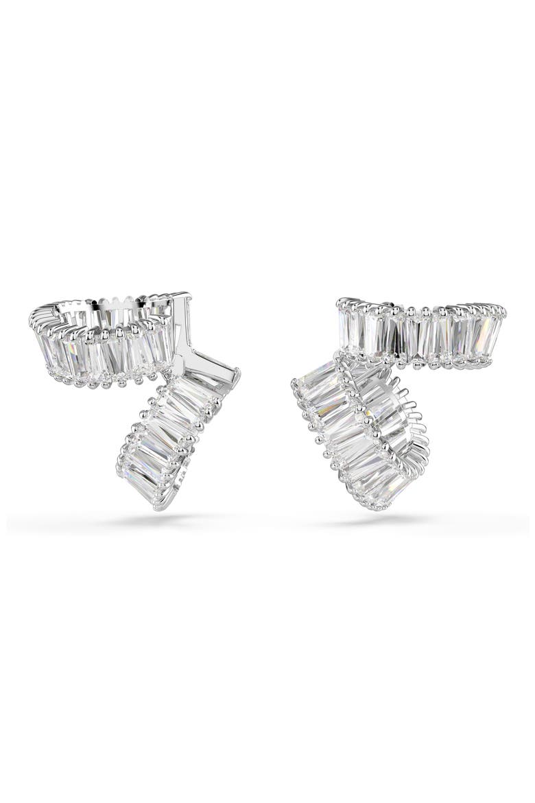 x Ariana Grande Baguette Cubic Zirconia Cuff Earrings, Alternate, color, WHITE/ SILVER