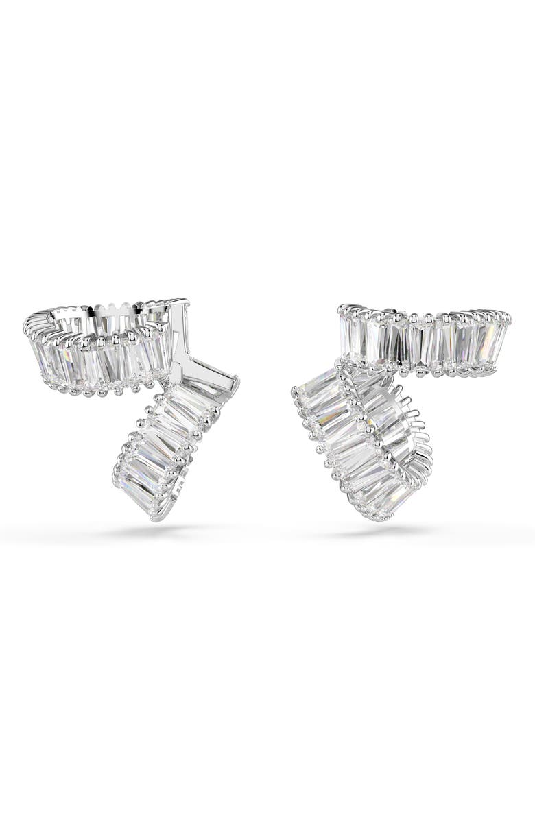 Swarovski x Ariana Grande Baguette Cubic Zirconia Cuff Earrings, Alternate, color, White/ Silver