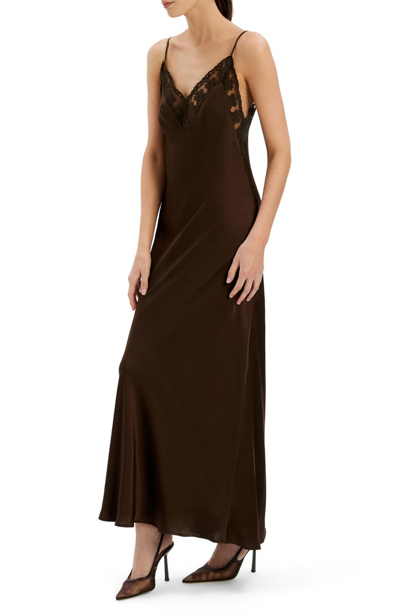 Bardot Bonita Maxi Slipdress, Alternate, color, Dark Chocolate