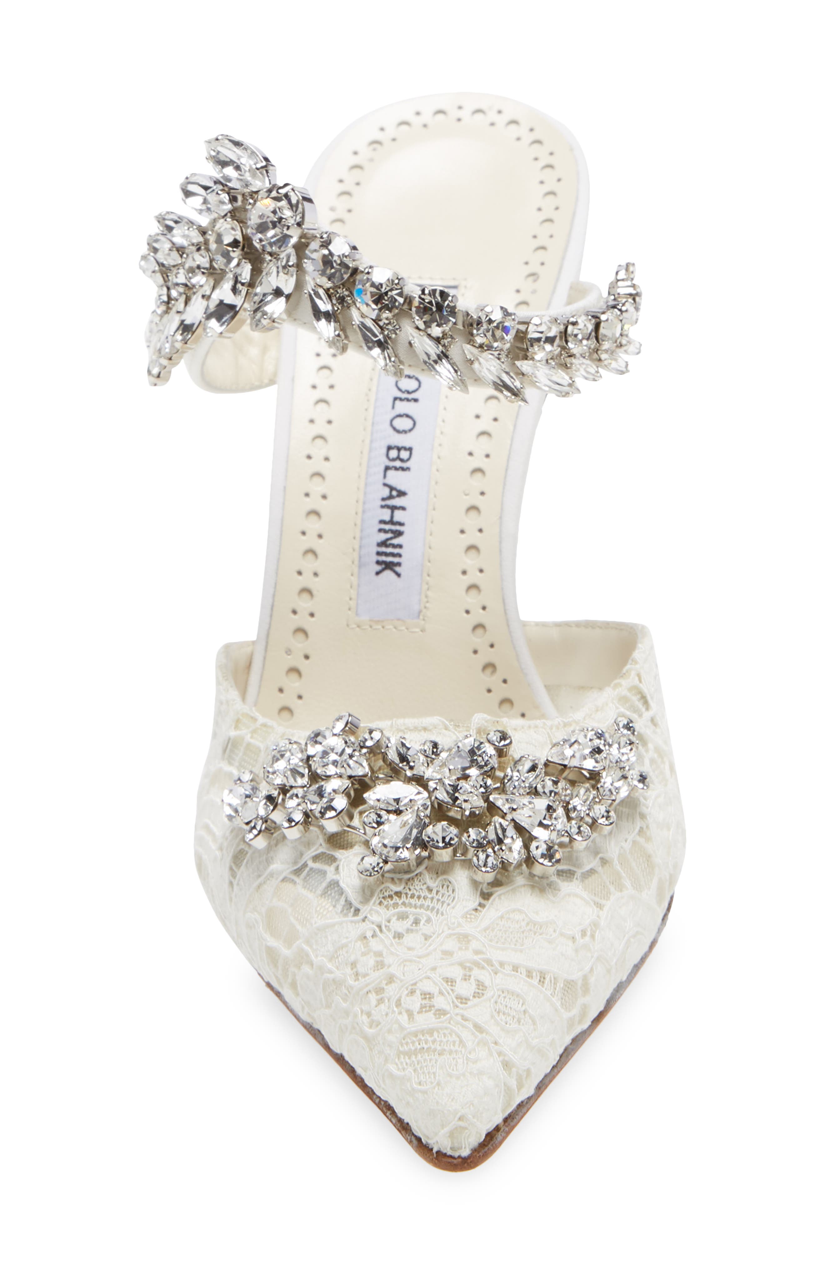 Manolo Blahnik Lurum Crystal Leaf Pointed Toe Mule, Alternate, color, 