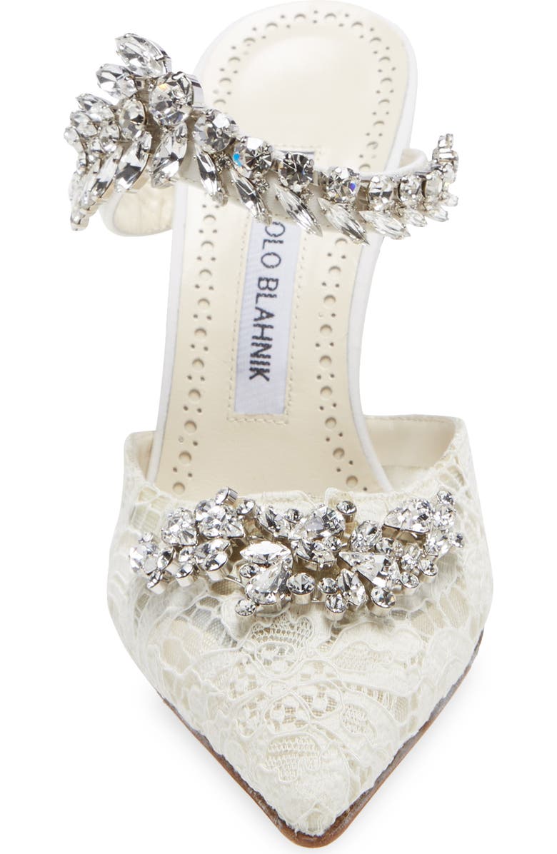Manolo Blahnik Lurum Crystal Leaf Pointed Toe Mule, Alternate, color,